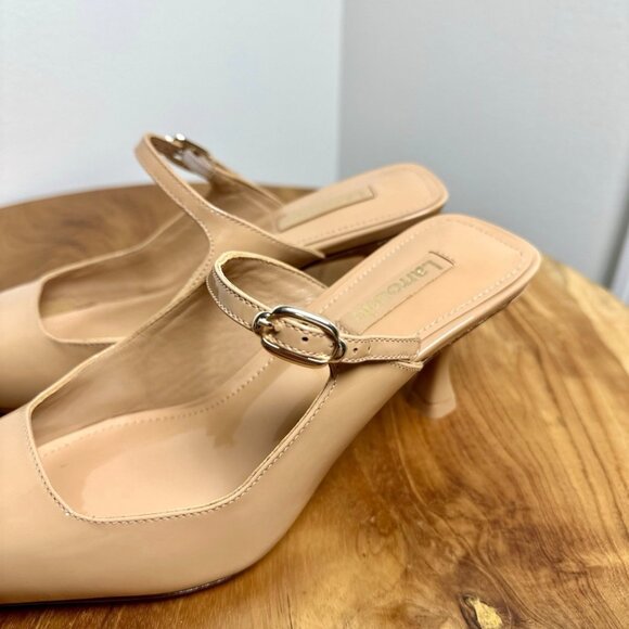 Larroude Ines Mule Women Tan Patent Leather Handmade Brazil - Picture 8 of 13